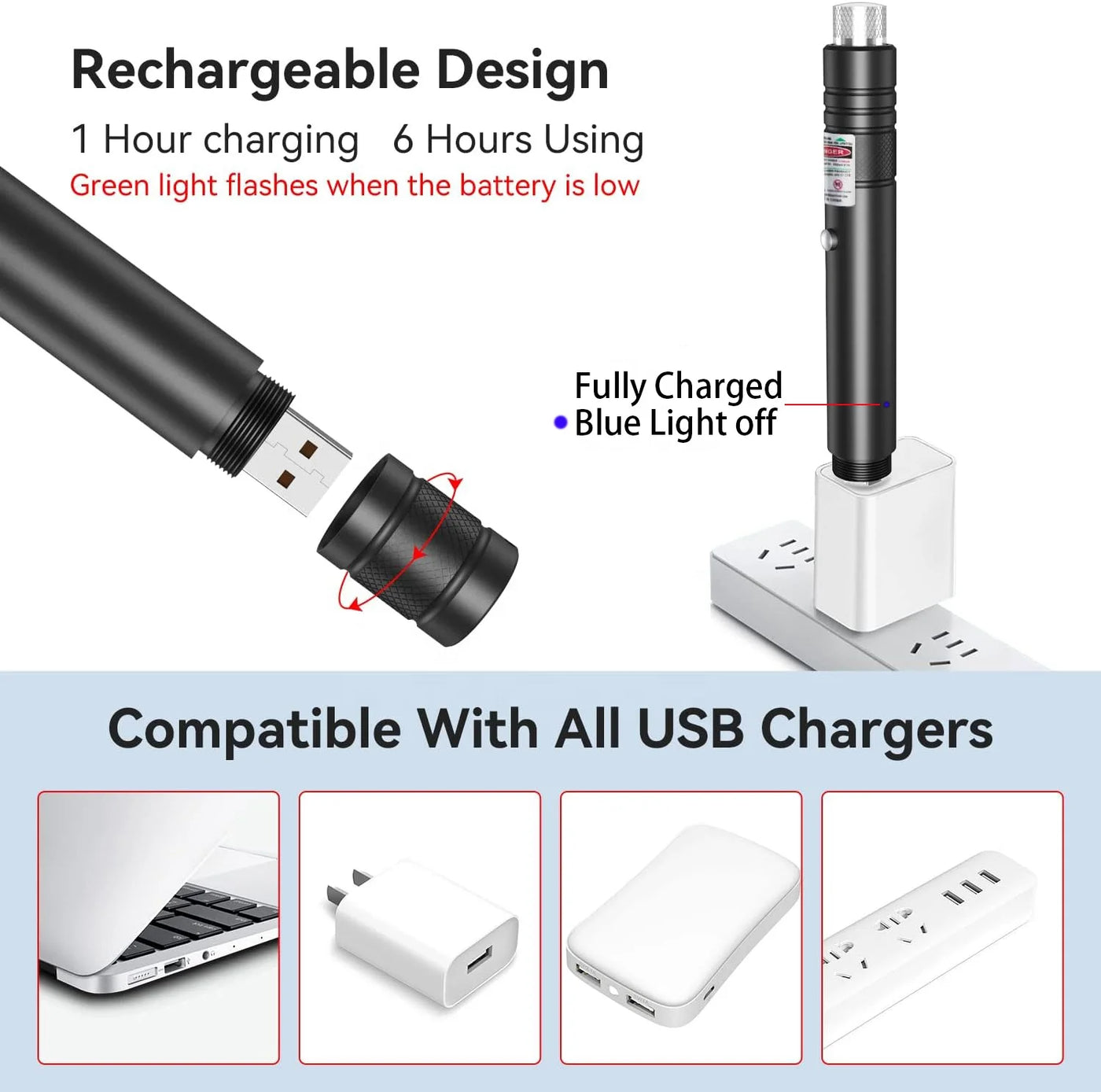 Long Range Green Laser Pointer,3000 Meters High Power Pen Green Lazer Pointer  for Hiking Cat Laser Toy USB Charge Green Light