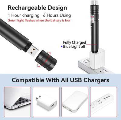 Long Range Green Laser Pointer,3000 Meters High Power Pen Green Lazer Pointer  for Hiking Cat Laser Toy USB Charge Green Light