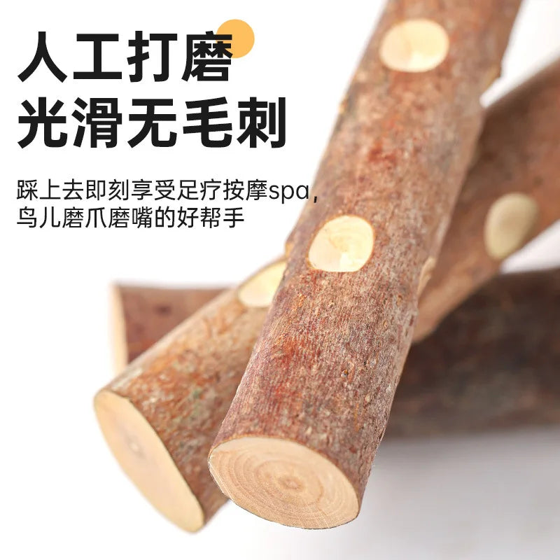 Natural Wood Bird Parakeet Stand Branch Fork Perch Rod Stand Paw Grinding Stick Bird Cage Accessories for Pet Budgies Cockatiels