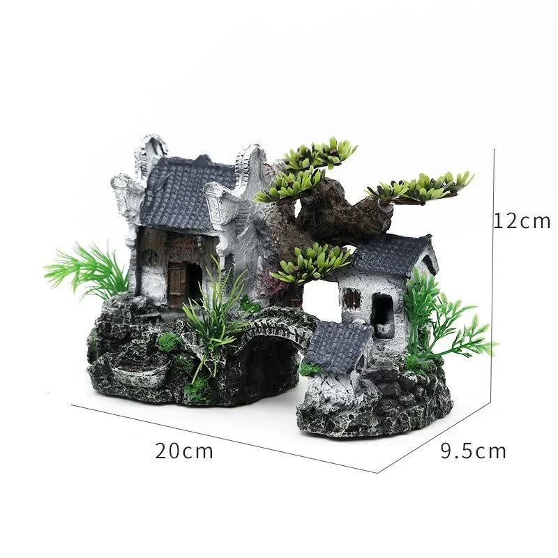 Simulation Decoration Fish Tank Ornament Ornament Resin Aquarium Ornament Fish Tank Landscape House Model Aquarium Ornament