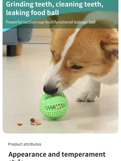 Interactive Suction Cup Dog Toy with Sound and Treat Dispensing - Durable Rubber Ball for Training and Tug-of-War Fun
