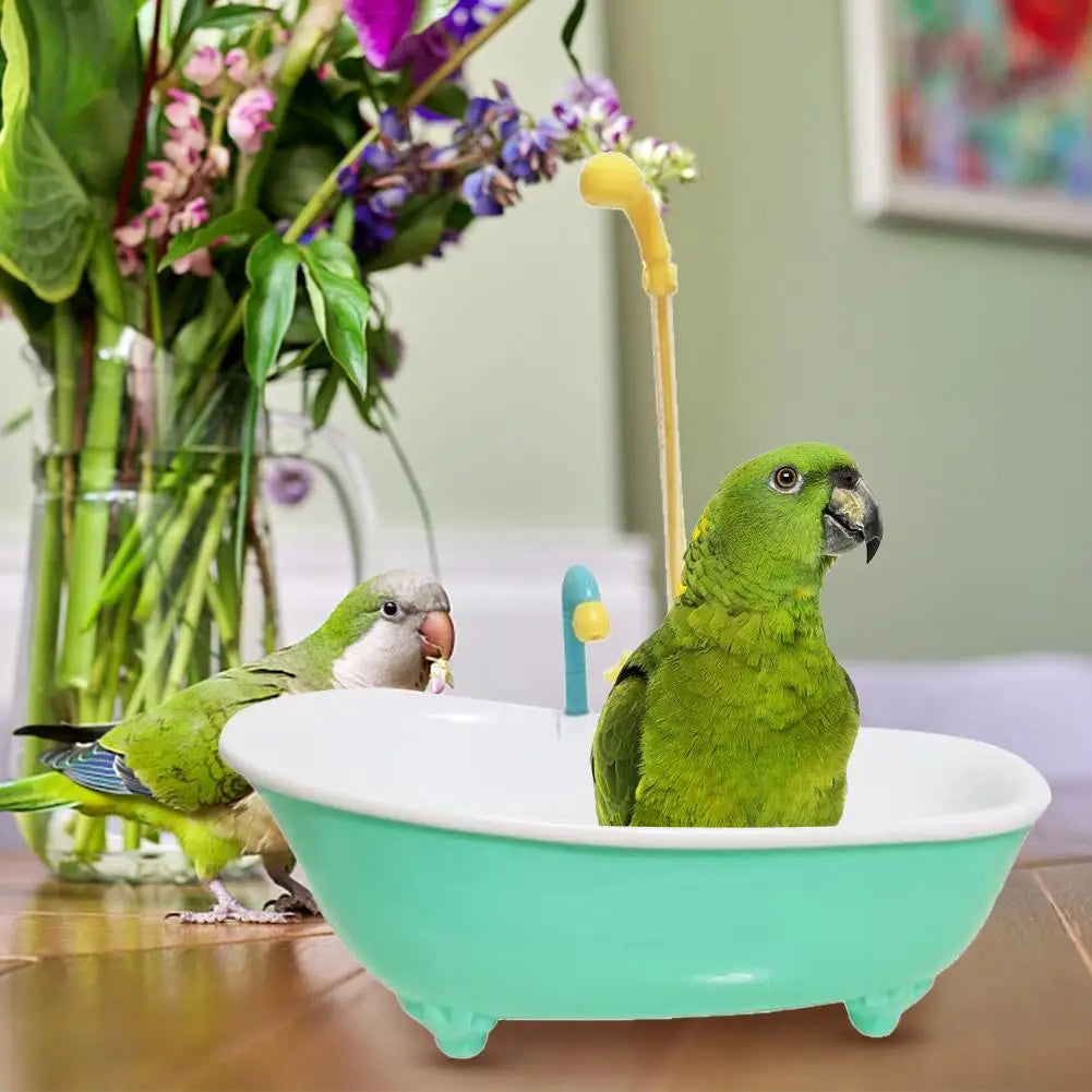 Parrot Automatic IntelligentBath Bird Shower Bathtub Supplies Blue Cute Plastic Cage AccessoriesHousehold Accessory Bird Bath