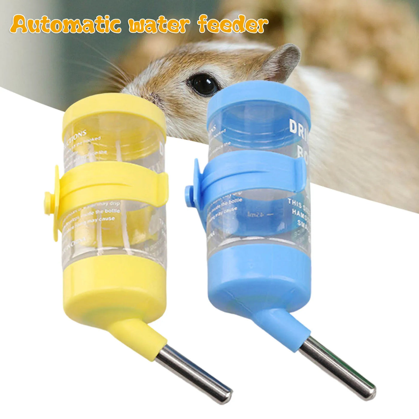 Hamster Drinker Water Bottle No Drip Small Animal Water Dispenser Pet Drinker Stand for Guinea Pigs/Hamsters/Bunnies/Ferrets