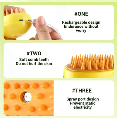 Pet Steam Brush for Cats & Dogs - No Rinse Needed