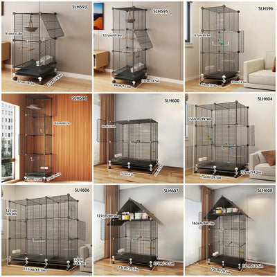 Bird Cage Large Parrot Cage Black Phoenix Myna Special Luxury House Large Thrush Tiger Skin Pearl Bird with Toilet Bird Bowl Wrought Iron Cage