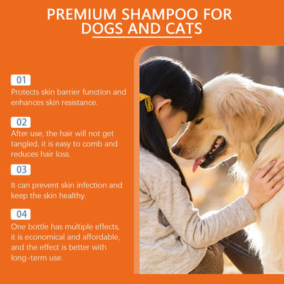 Natural Pet Shampoo for Dogs & Cats, Coconut Oil Derivative Formula, Removes Odor & Tangles, Flea & Insect Repellent,