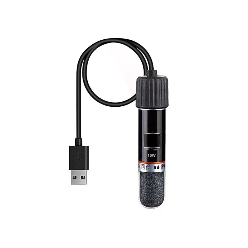 USB-Powered Mini Aquarium Heater - 10W Auto-Thermostat Submersible Fish Tank Heater for Small Tanks, Betta Tanks, Desktop Safe E