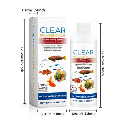 Fish Tank Water Powerful Cleaner 100ml Fish Tank Water Clarifying Agent For Cleaning Stains/Sludge /Controlling Algae Growth