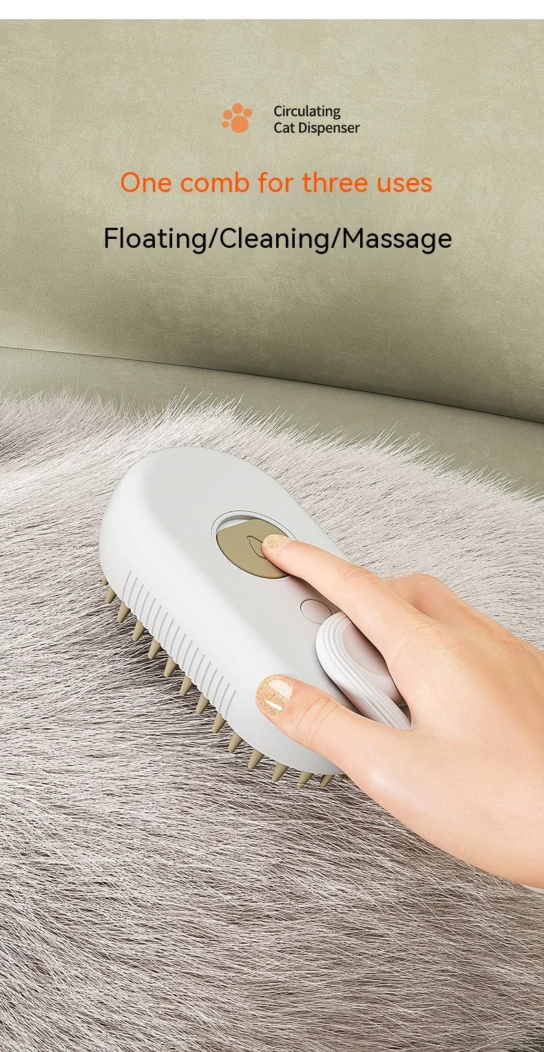 Pet Steam Brush for Cats & Dogs - No Rinse Needed