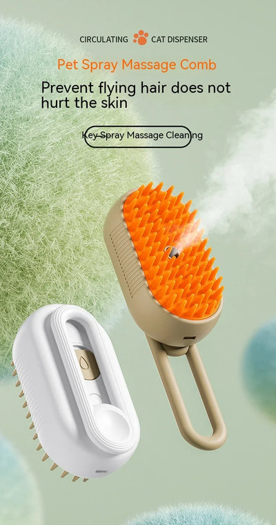 Pet Steam Brush for Cats & Dogs - No Rinse Needed