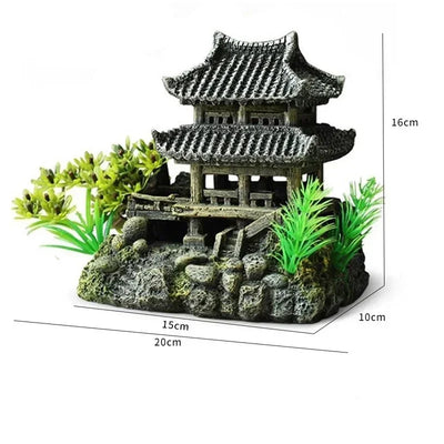 Simulation Decoration Fish Tank Ornament Ornament Resin Aquarium Ornament Fish Tank Landscape House Model Aquarium Ornament