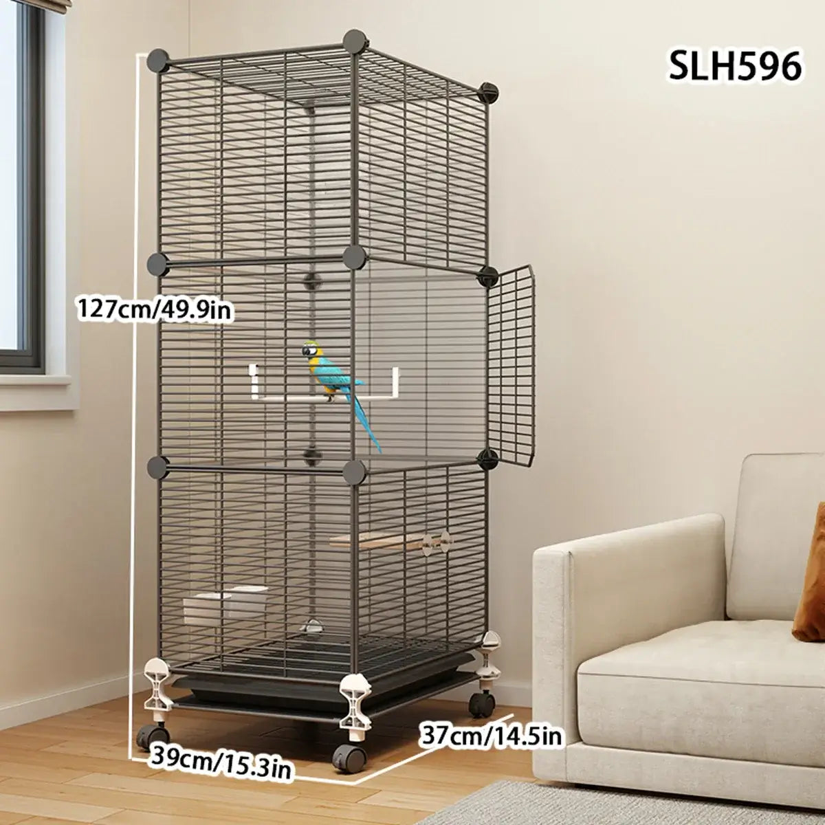 Bird Cage Large Parrot Cage Black Phoenix Myna Special Luxury House Large Thrush Tiger Skin Pearl Bird with Toilet Bird Bowl Wrought Iron Cage